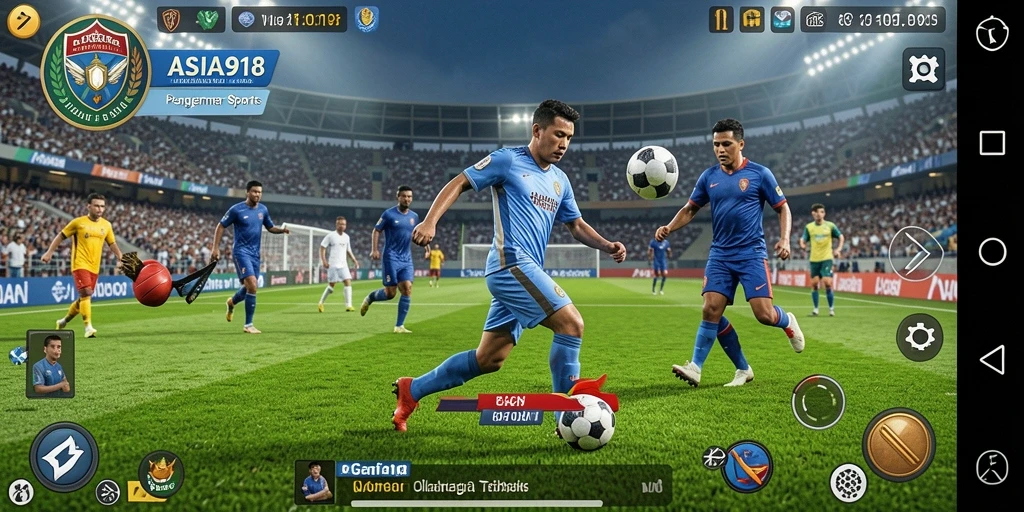 Tampilan screenshot utama menggambarkan aksi seru dalam game olahraga ASIA918.