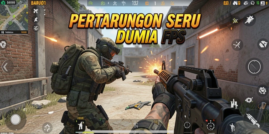 Tangkapan layar menunjukkan aksi sengit dalam game FPS BARU01.
