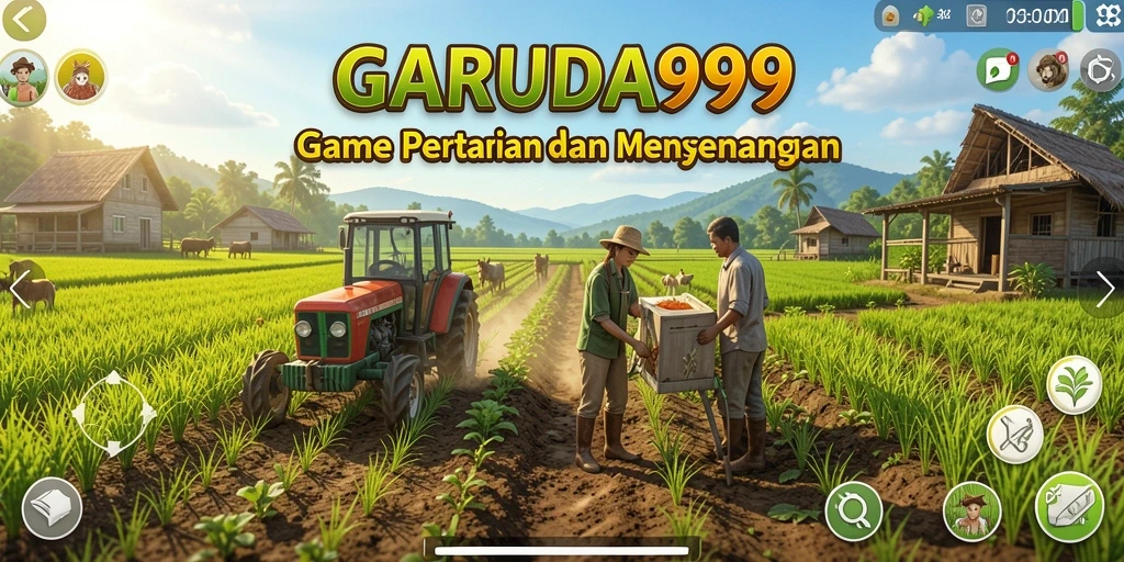 Screenshot gameplay GARUDA999 dengan aktivitas bertani yang menarik.