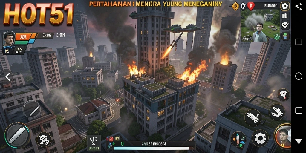 Tampilan gameplay HOT51 menampilkan aksi menegangkan dalam strategi Tower Defense.