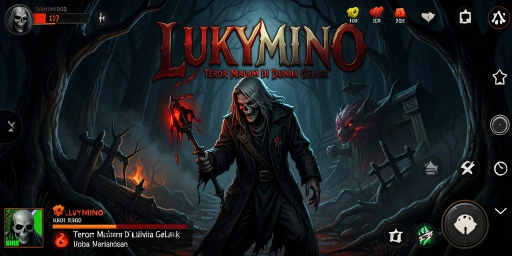 Tampilan mencekam dari gameplay LUKYMINO yang menakutkan.