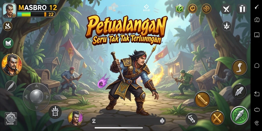 Screenshot gameplay MASBRO12 menampilkan aksi seru dalam dunia petualangan.