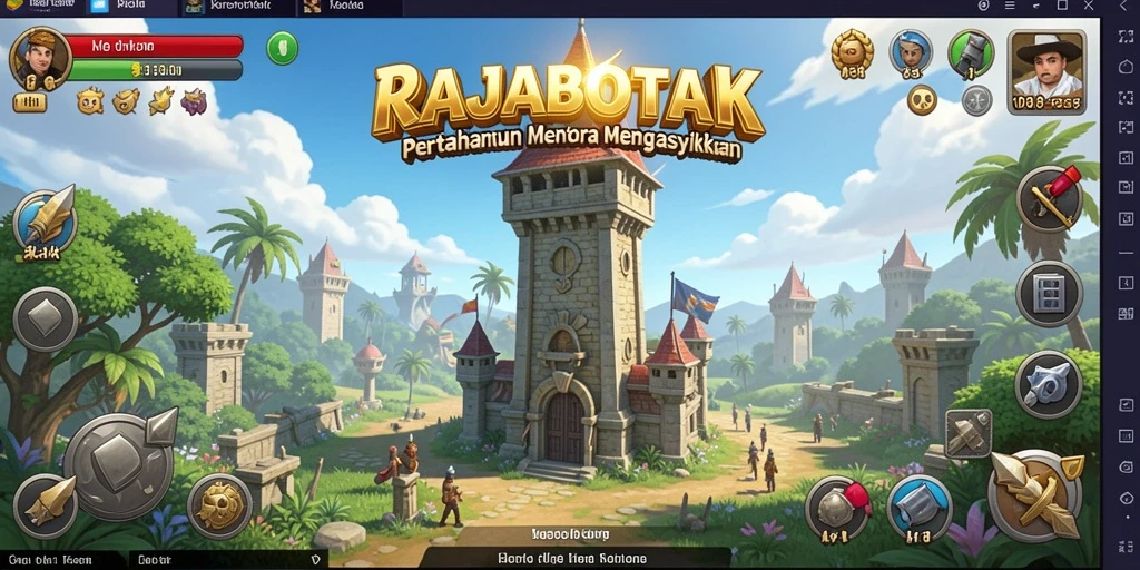 Screenshot dari gameplay Tower Defense yang mendebarkan di RAJABOTAK.
